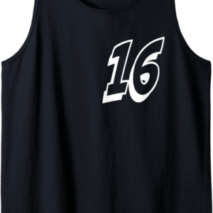 Number Sixteen #16 Front and Back Sports Team Uniform 16 Tank Top